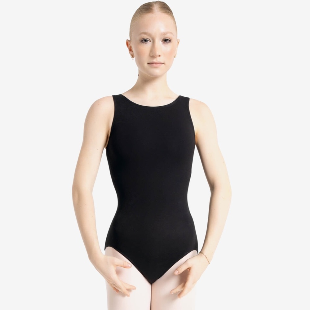 Capezio Basic High-Neck Tank Black Leotard Size Medium